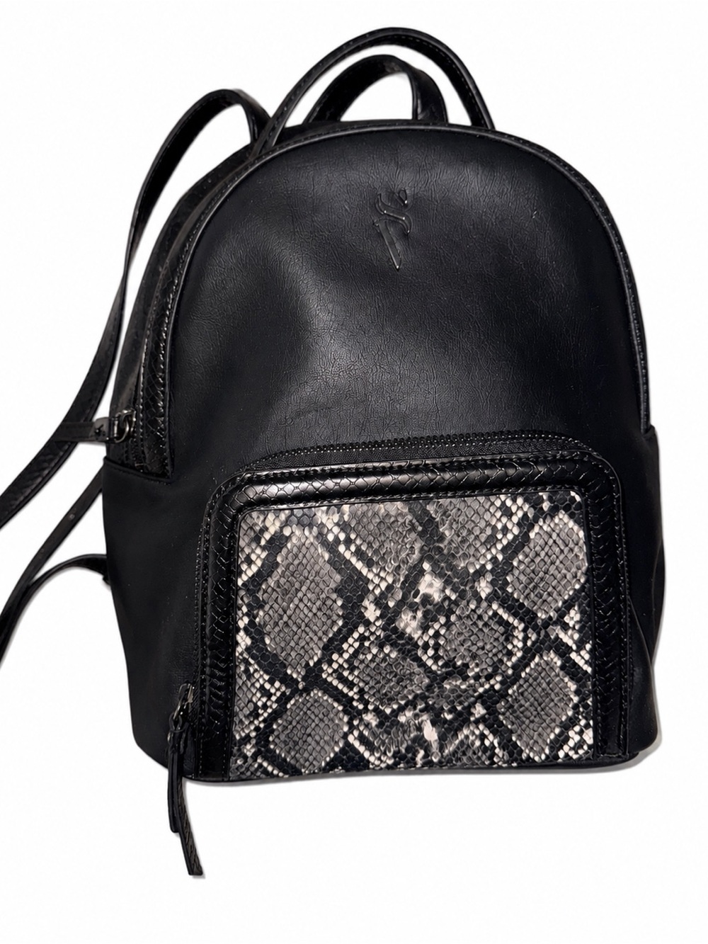Simply Vera Vera Wang Black Mini Backpack with Snakeskin Front Pocket